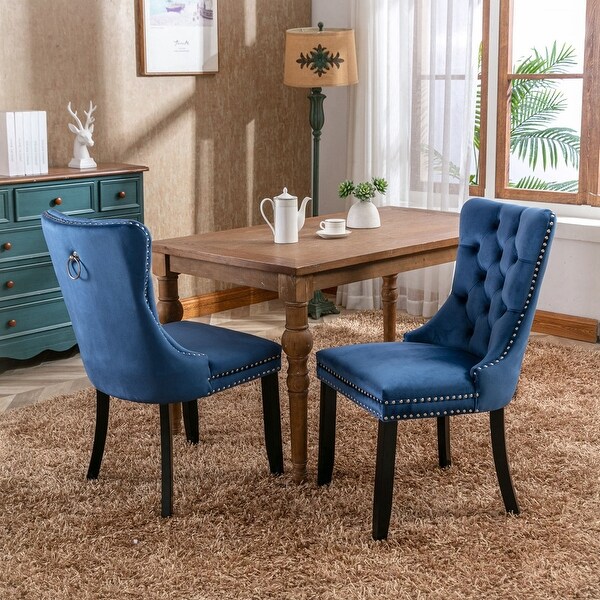 2Pcs High-end Tufted Velvet Dining Chair