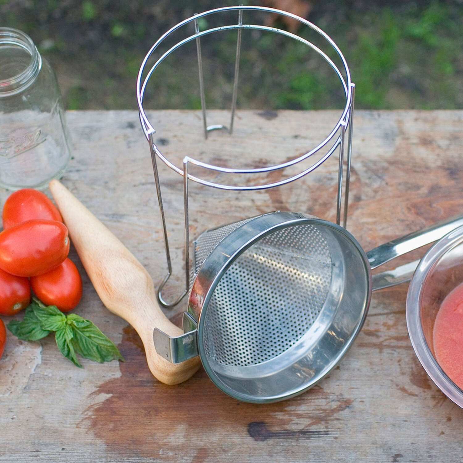 Weston Silver Stainless Steel 64 oz Cone Strainer and Pestle Set