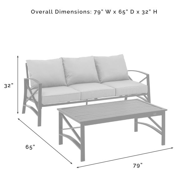 Kaplan 2Pc Outdoor Metal Sofa Set