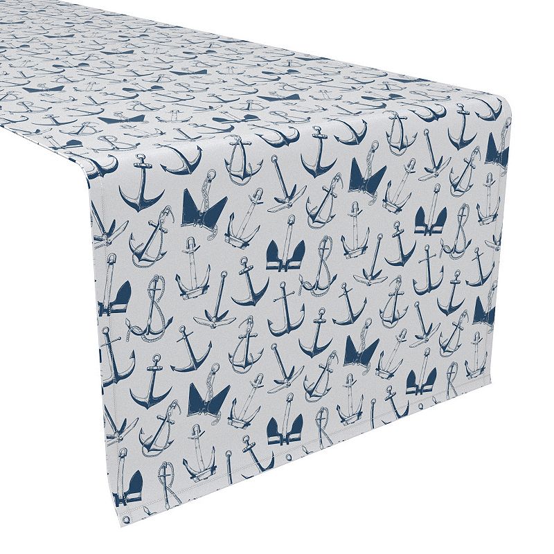 Table Runner， 100% Cotton， 16x90， Sea Anchors