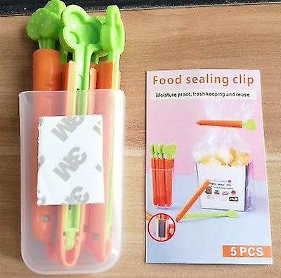 5 Pieces Of Food Snack Bag Sealing Clip Creative Carrot Sealing Clip Bag， Viscose Storage Box