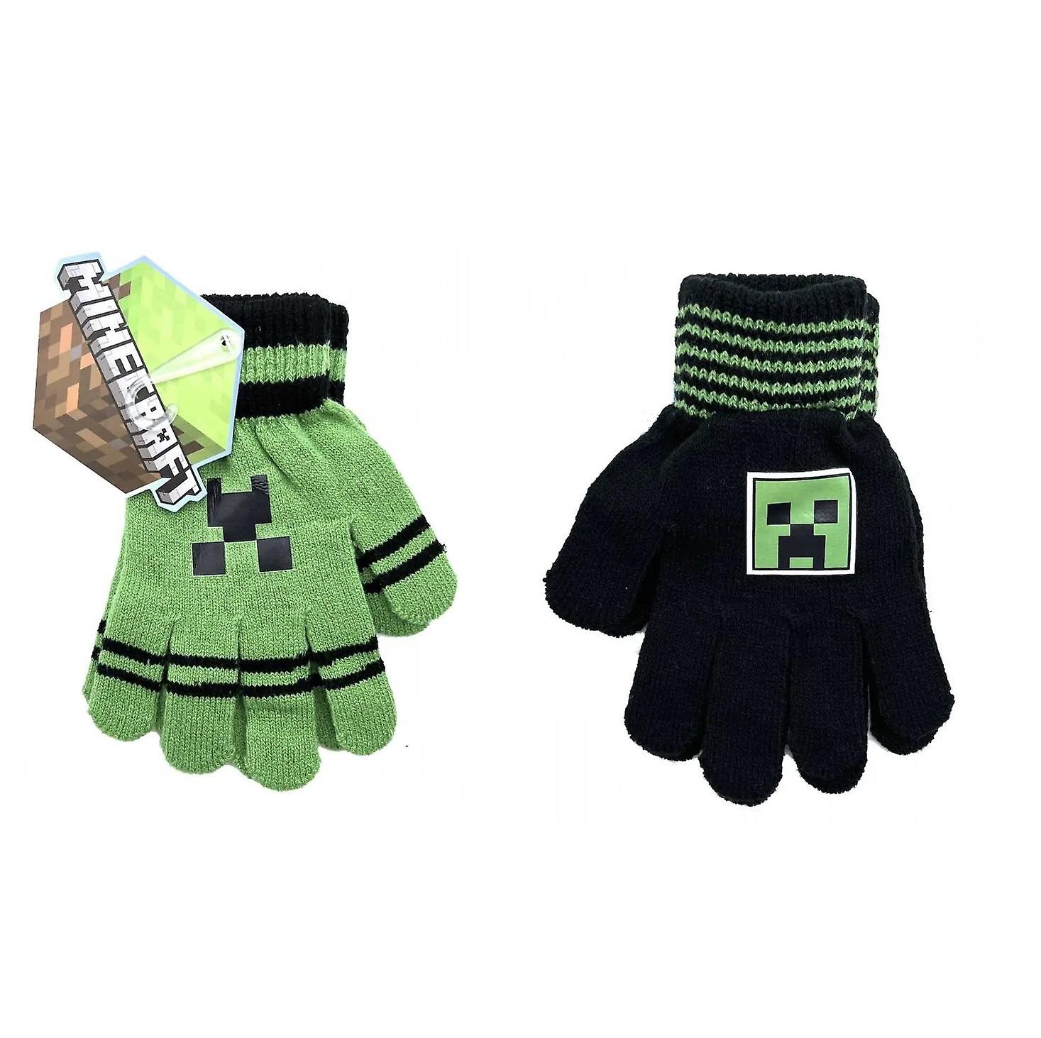 2-Pack Minecraft Creeper Mittens Finger Mittens One Size Green and Black