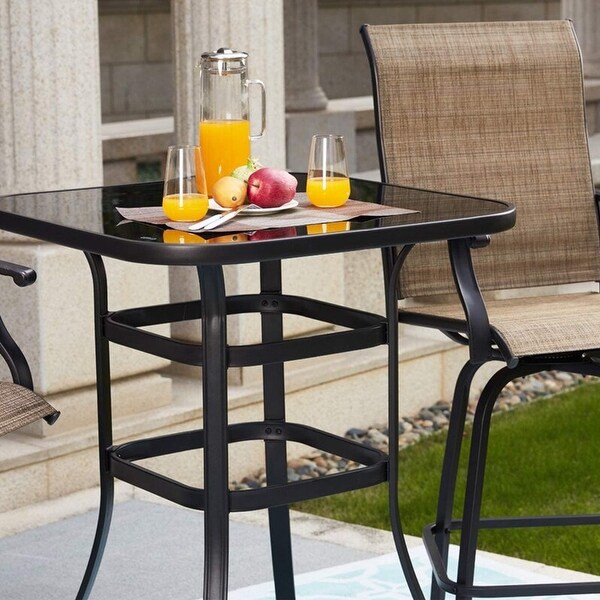 Pyramid Home Decor Patio Tempered Glass Bar Table