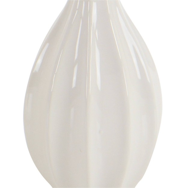 Set Of 3 Ceramic Slim Bottleneck Vases With Textured Patterns White Cosmoliving By Cosmopolitan