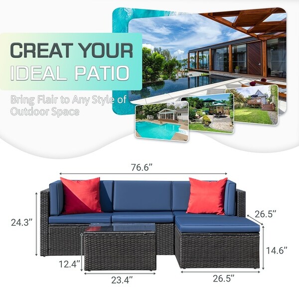 Homall 5 Pieces Wicker Patio Furniture Sets Rattan Outdoor Sectional Sofa