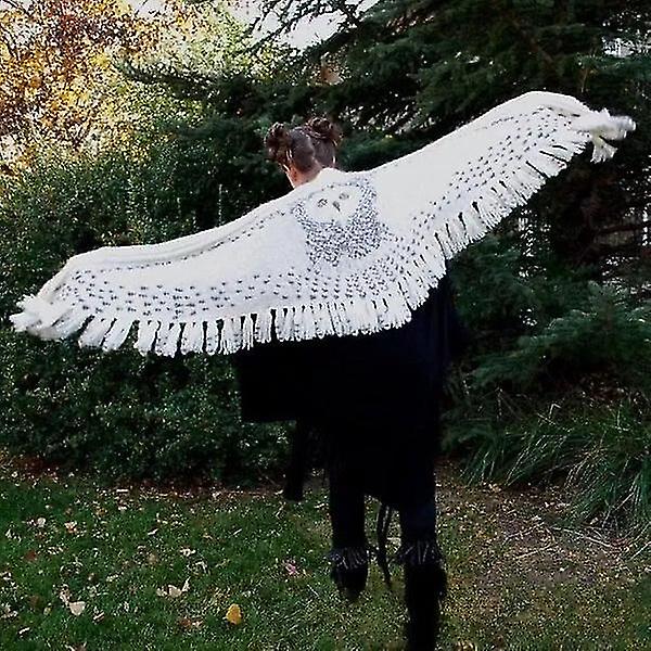 160cm Retro Owl Scarf， Hedwig Knitting Pattern Thick Warm Winter Scarf， Wrap Tassel Scarves Knitted Ladies Shawl