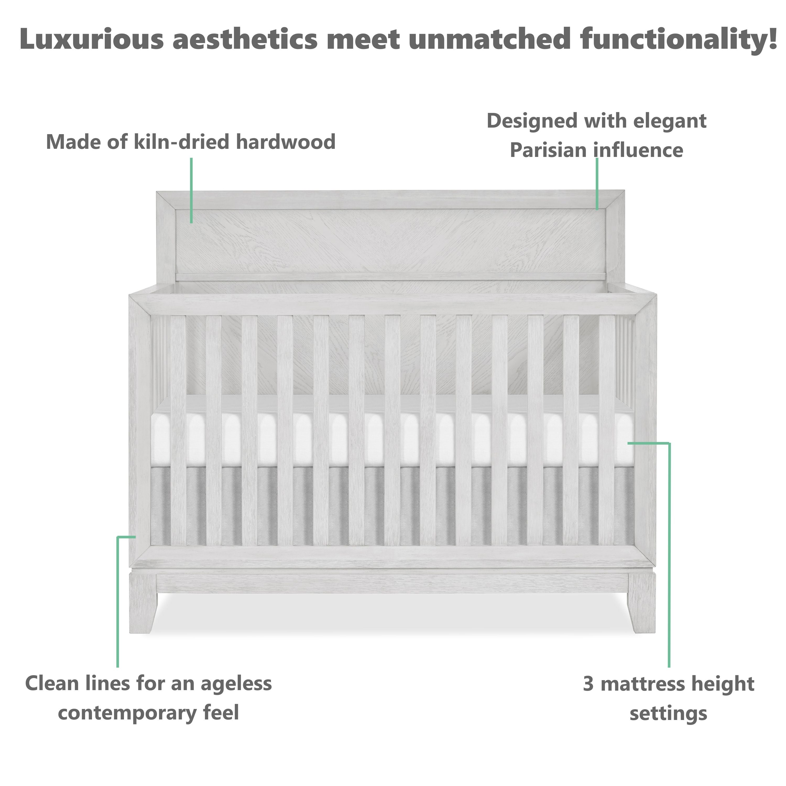 Evolur Lourdes 5 in 1Convertible Crib, Greyhound