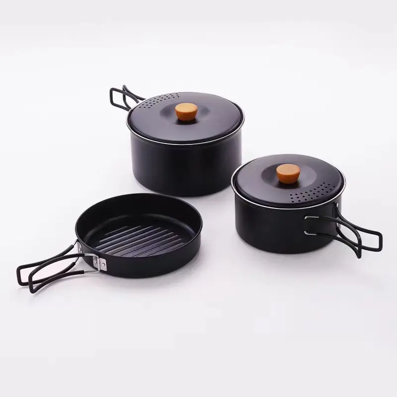 Hot Selling Camping Cookware stainless steel Folding Camping Cooking Set Camping Accessories