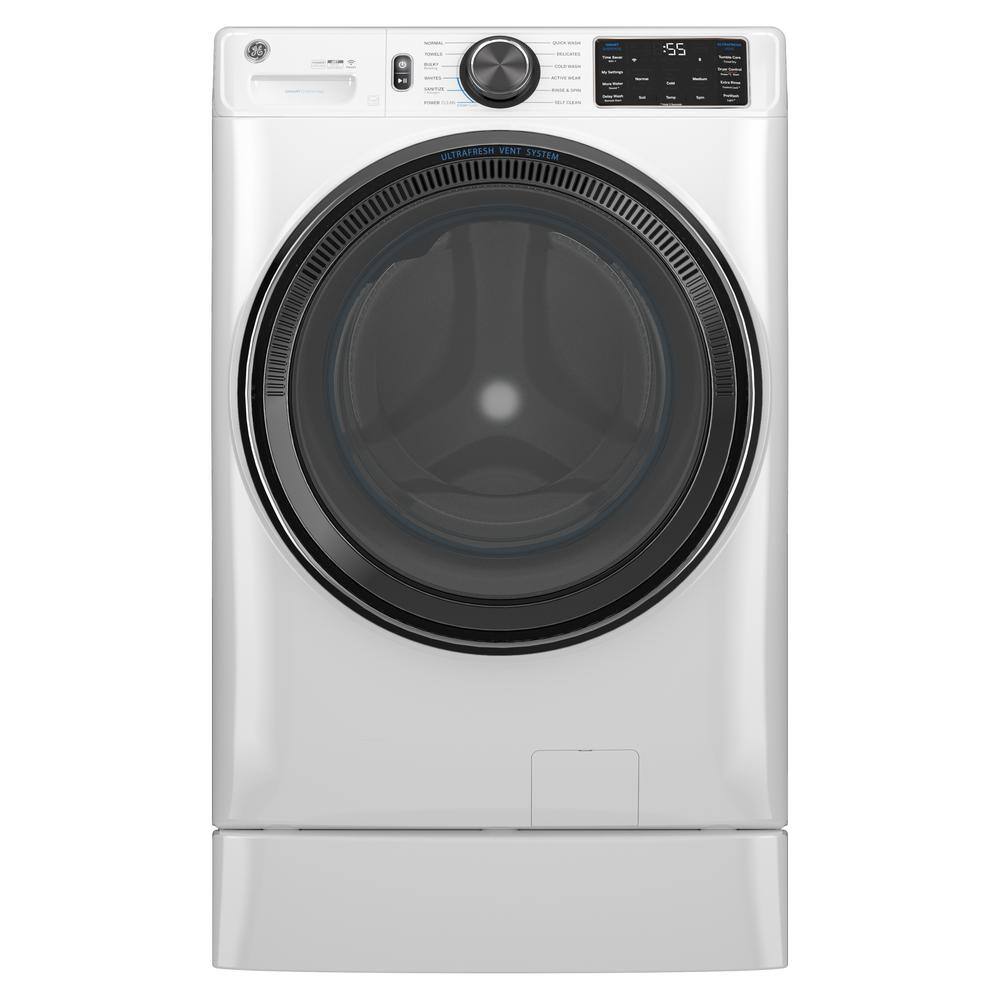 GE 5.0 cu.ft. Smart Front Load Washer in White with Steam UltraFresh Vent System and Microban Technology GFW655SSVWW