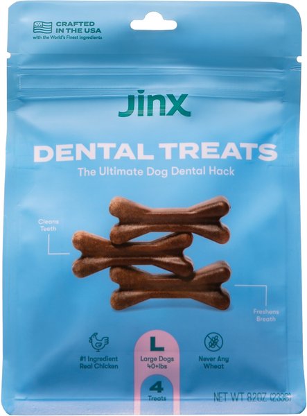 Jinx Large Dental Dog Treats， 4 count