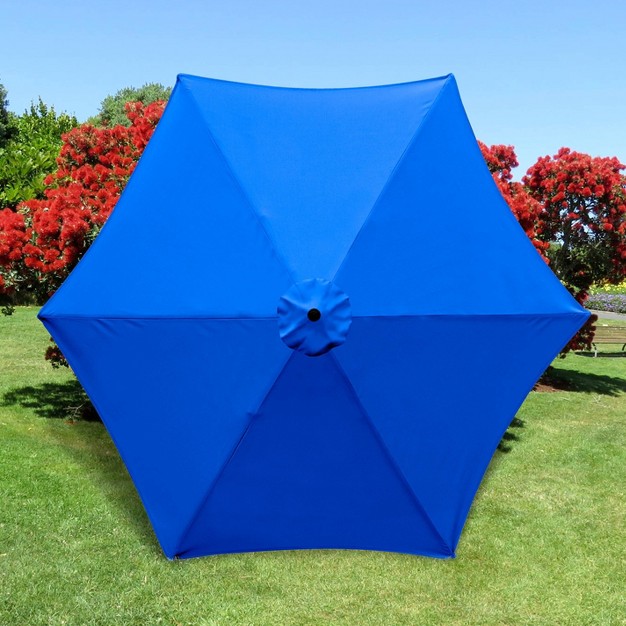 11 x27 X 11 x27 Aluminum Market Polyester Umbrella With Crank Lift Pacific Blue Astella