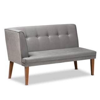 Baxton Studio Stewart Grey and Walnut Brown Dining Sofa Bench 214-11699-HD