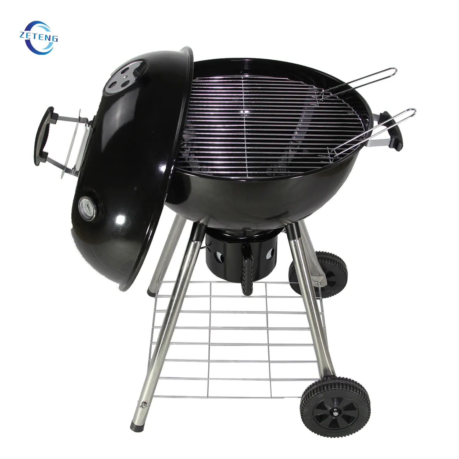 Black Enamel Kettle Charcoal BBQ Barbecue Grill Cover Parts Ash Catcher Thermometer BBQ Grills