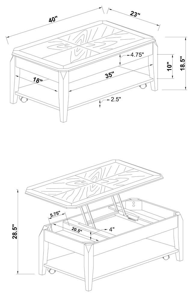 Baylor Lift Top Coffee Table With Hidden Storage Walnut   Modern   Coffee Tables   by Modon  Houzz