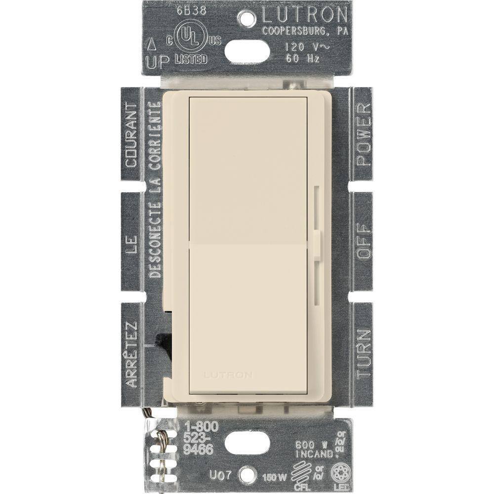 Lutron Diva LED+ Dimmer Switch for Dimmable LED Bulbs 250-WattSingle-Pole or 3-Way Light Almond (DVCL-253P-LA) DVCL-253P-LA