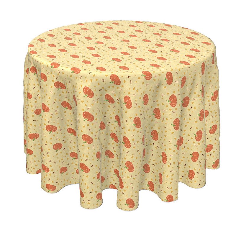 Round Tablecloth， 100% Polyester， 90 Round， Retro Pumpkins and Leaves