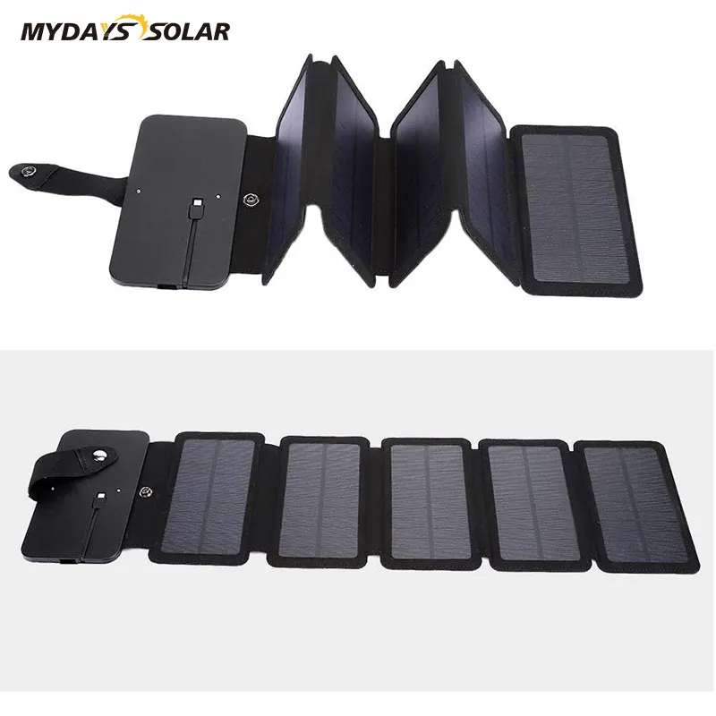 Mydays Tech 6W Portable Mobile Phones Power Bank Foldable Solar Panel Charger for Hiking Camping Traveling