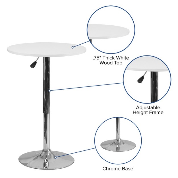 Flash Furniture 23 75 x27 x27 Round Adjustable Height White Wood Table adjustable Range 26 25 x27 x27 35 75 x27 x27