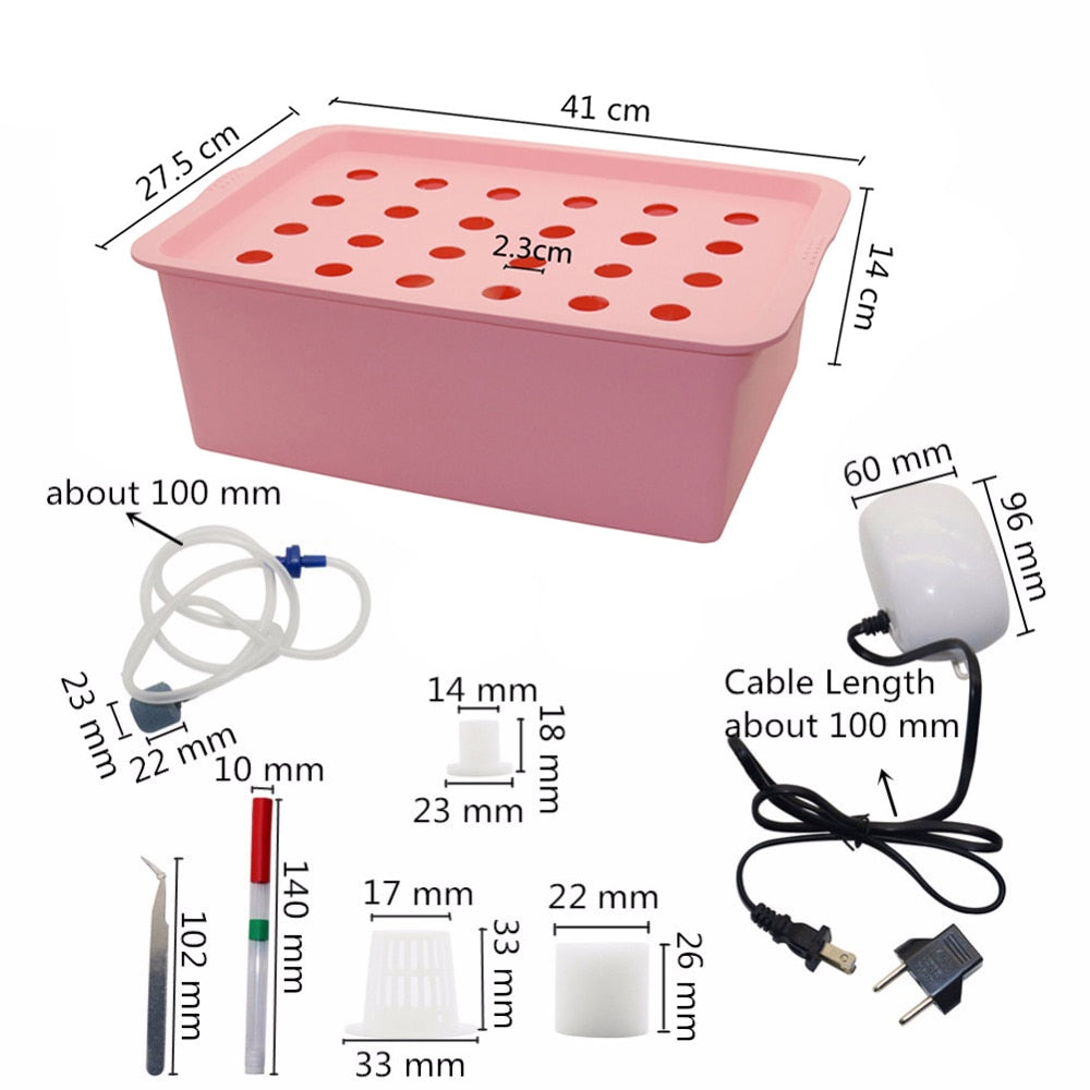 Household goods Holes Hydroponic Kit with Oxygen Pump Indoor Garden Cabinet Box Bubble Nursery Pots Cultivation Box 220V/110V 1 Set