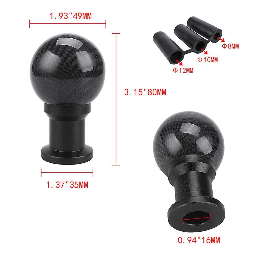 Gear Shift Knob Cover Car Carbon Fiber Gear Shift Lever Knob Head Universal Red 100mm