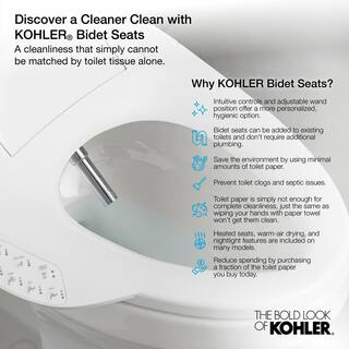 KOHLER C3-155 Electric Bidet Seat for Elongated Toilets in Biscuit K-8298-96