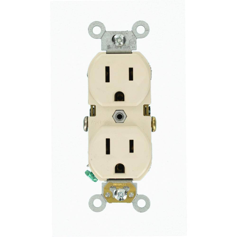 Leviton 15 Amp Commercial Grade Duplex Outlet Light Almond R56-CBR15-00T