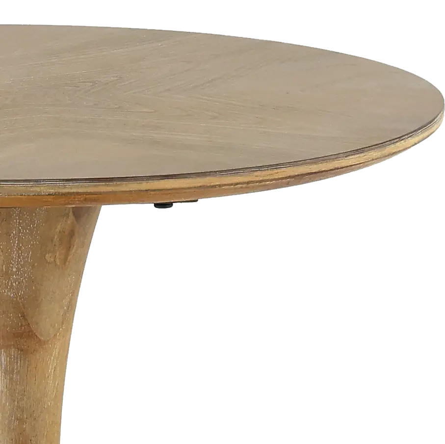 Oblique Natural Elm Round End Table