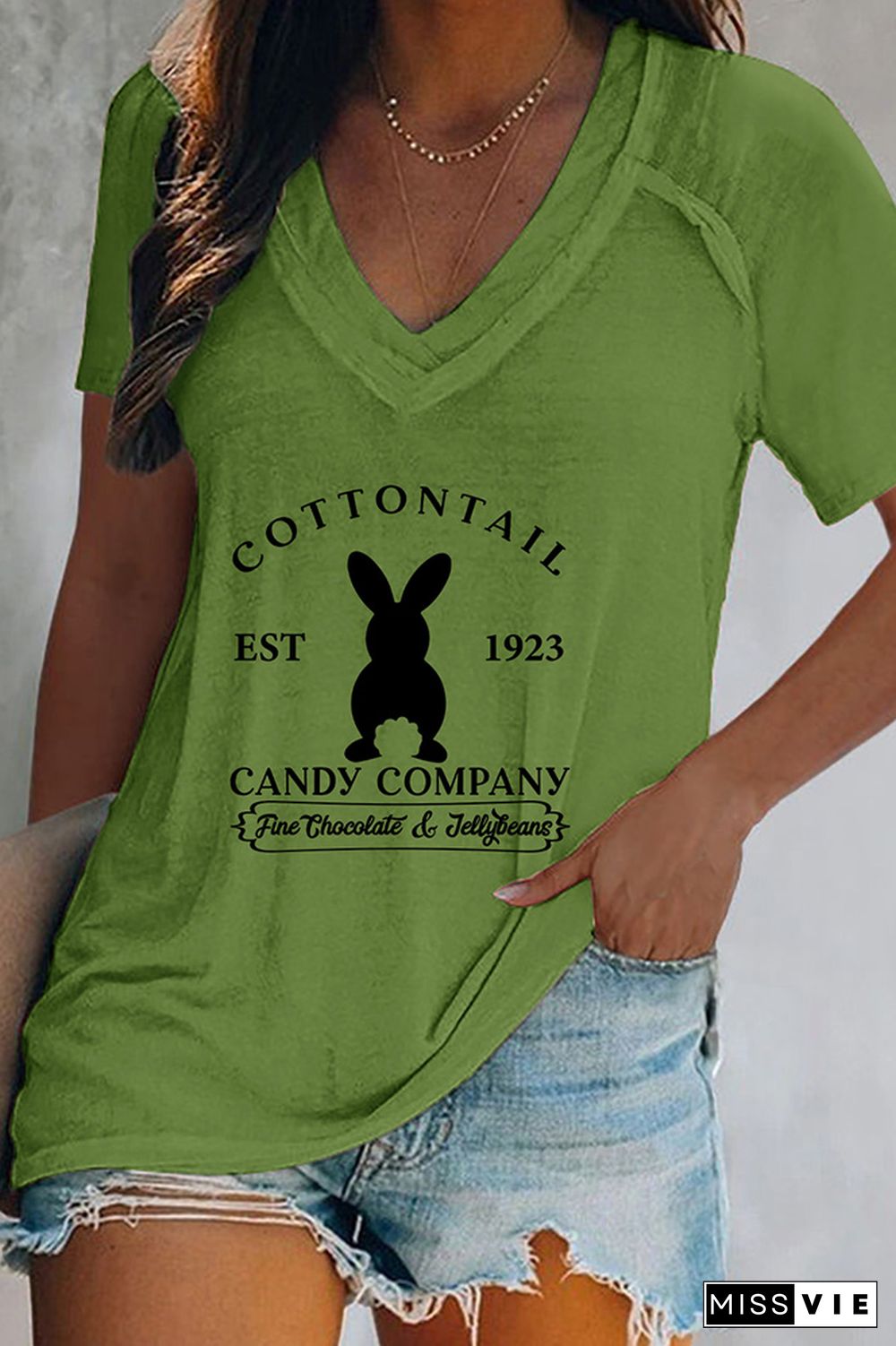 Cottontail V Neck Graphic Tee