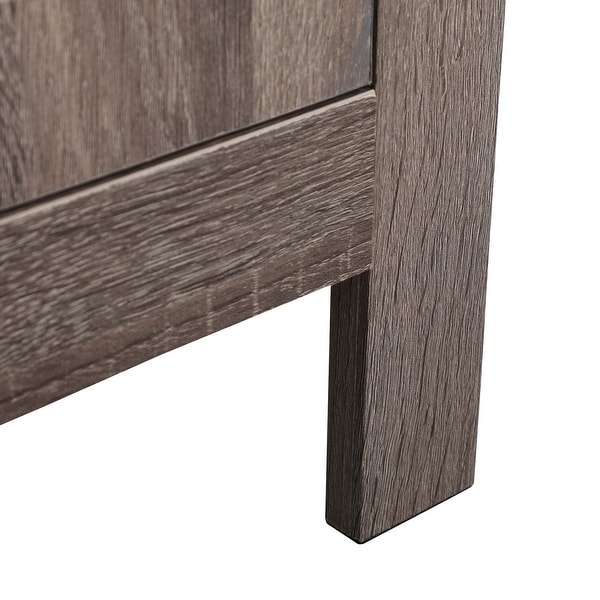 Wood Side Table Nightstand with X-Shaped Glass Door