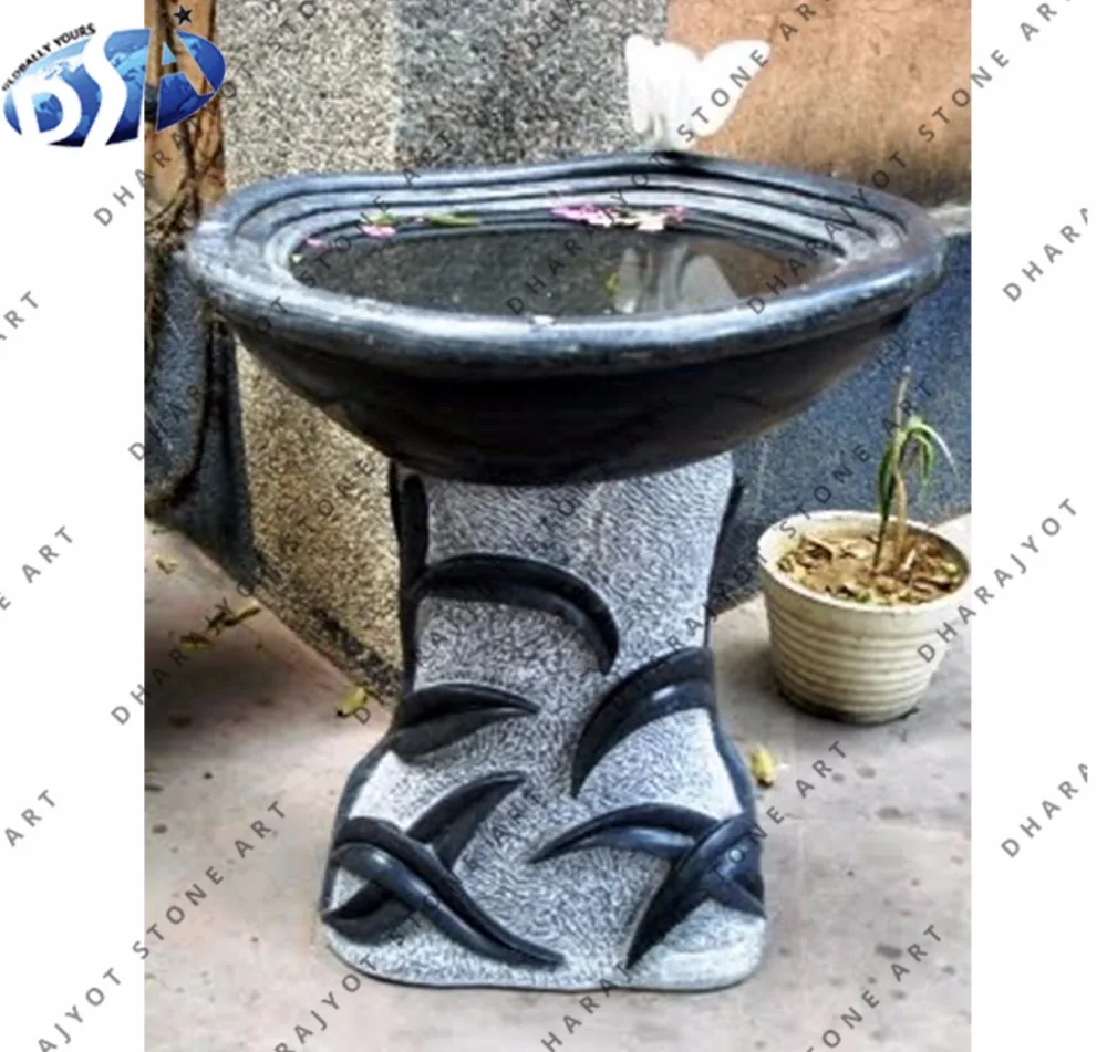 unique black carved granite garden ornament bird bath decor custom marble sandstone and granite natural stone for garden supply