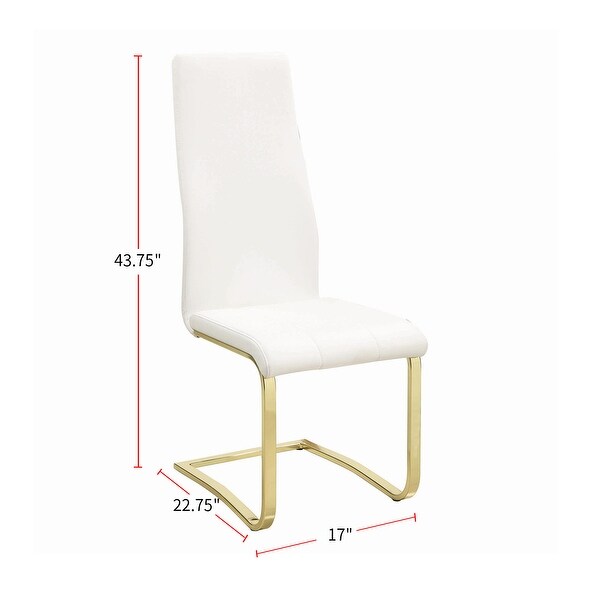 Set of 4 Dining Side Chair in White and Rustic Brass