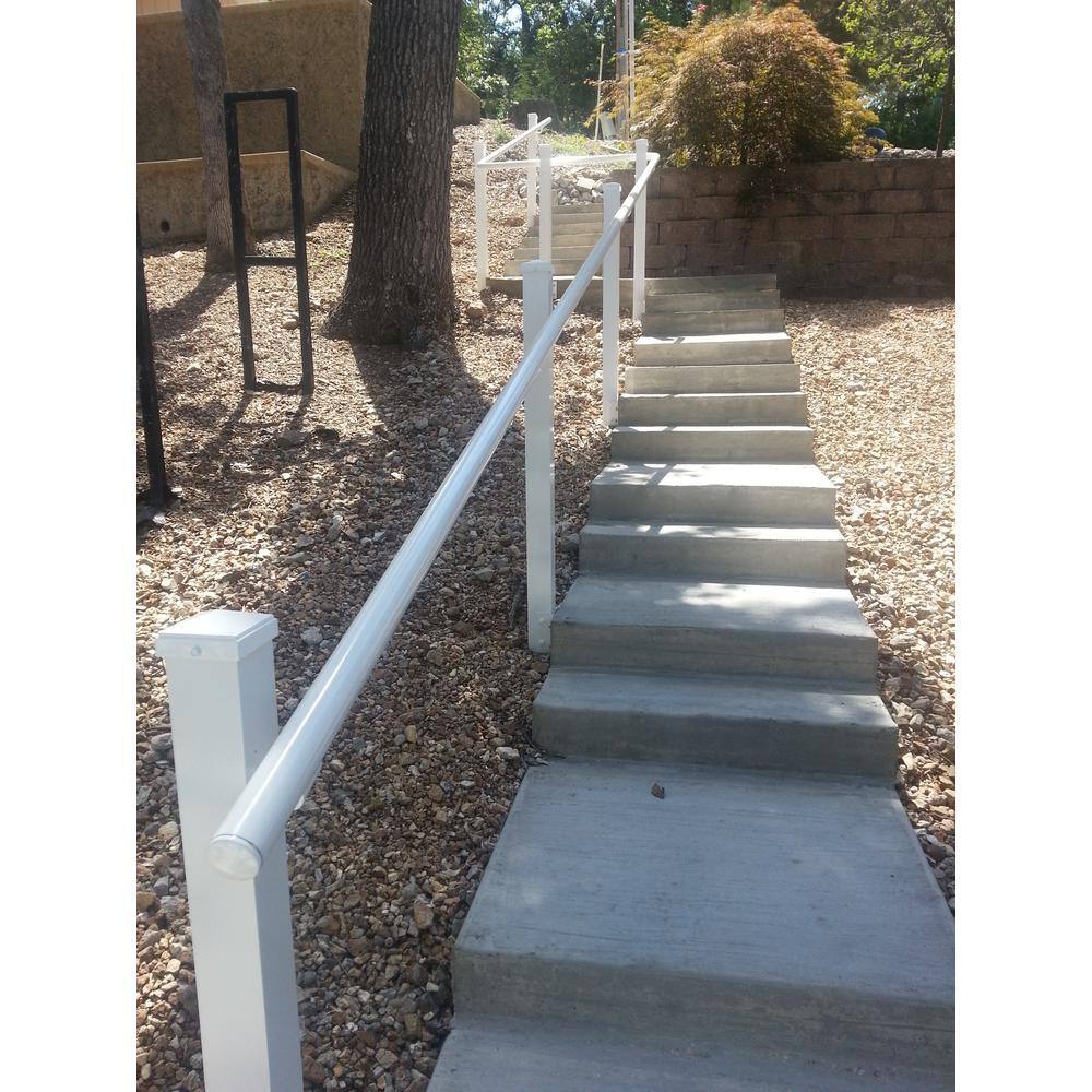 EZ Handrail 1.9 in. Aluminum Round ADA Handrail White Endcap EZA410-W