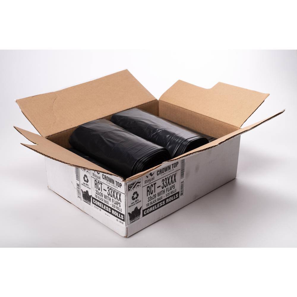 33 Gallon Black Low Density EZ Tie Closure Trash Bag (100-Count) RCT-33XXX