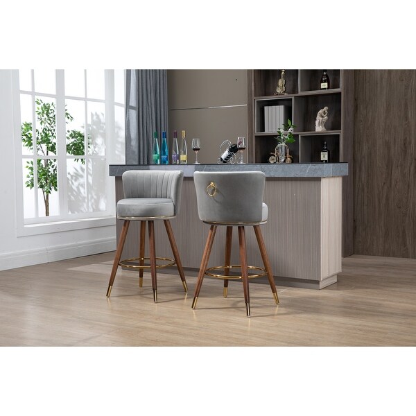 Counter Height Bar Stools Set of 2 for Kitchen Counter Solid Wood Legs with a Fixed Height of 360 Degrees for Dining Room