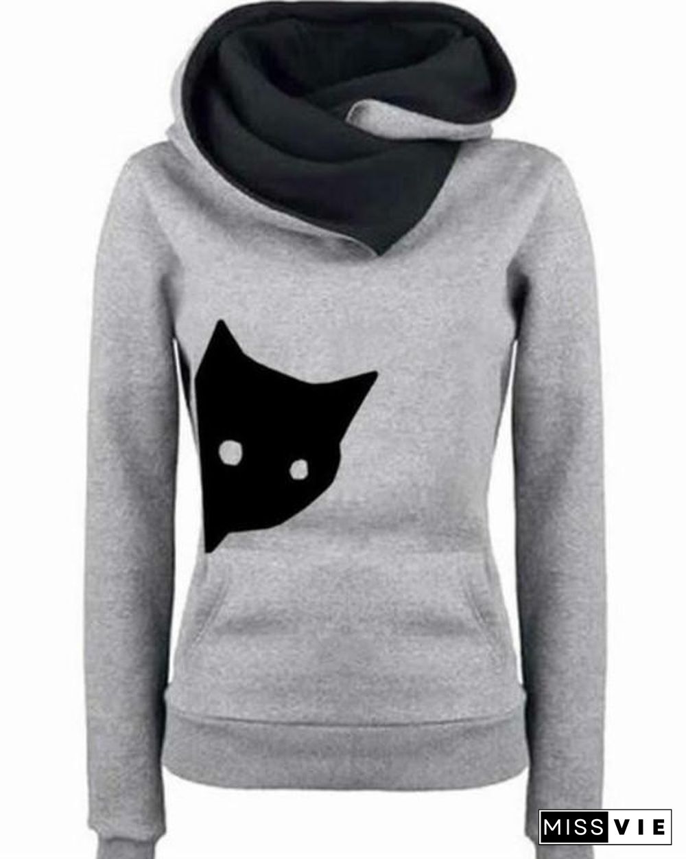 Women Long Sleeve Animal Cat Casual Plus Size Sweatshirts