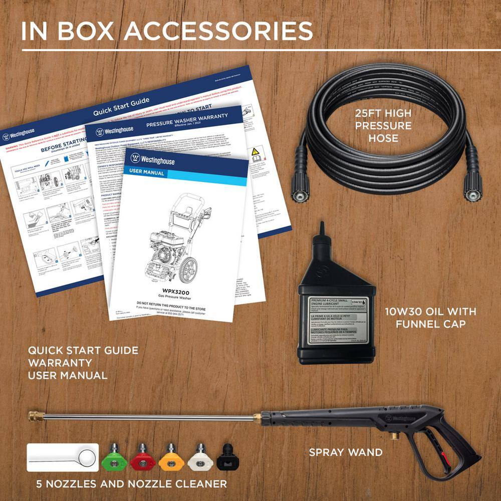 Westinghouse WPX 3200 PSI 2.5 GPM Gas Powered Axial Cam Pump Pressure Washer with Quick Connect Tips WPX3200