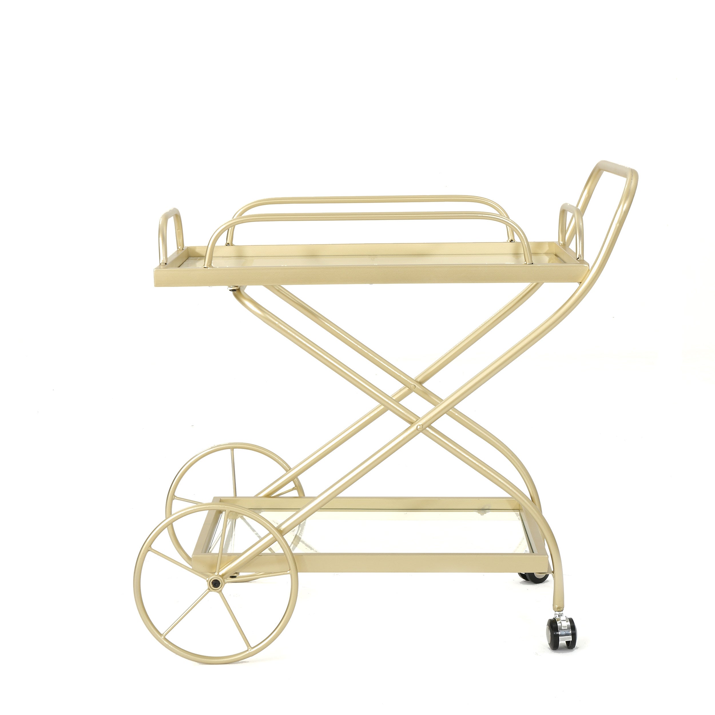 Patty Traditional Iron and Glass Bar Cart