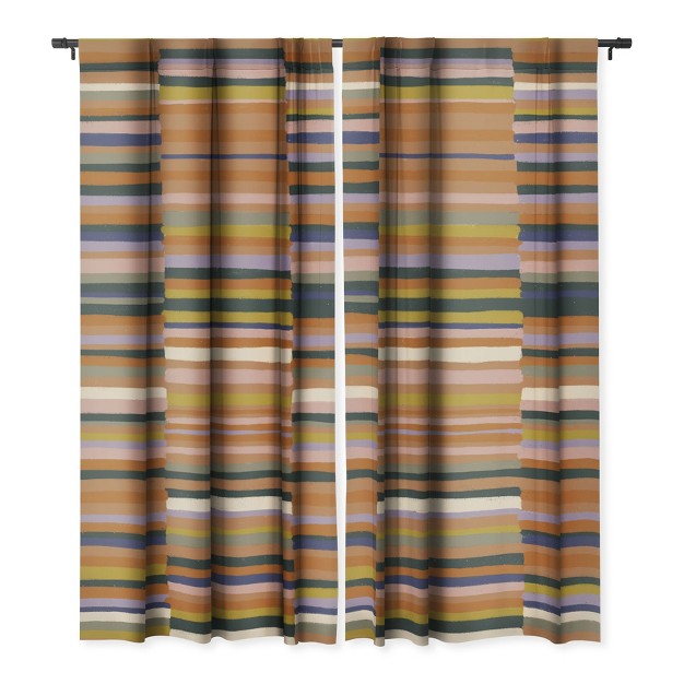 Gigi Rosado Brown Striped Pattern Set Of 2 Panel Blackout Window Curtain Deny Designs