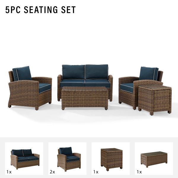 Bradenton 5Pc Outdoor Wicker Conversation Set