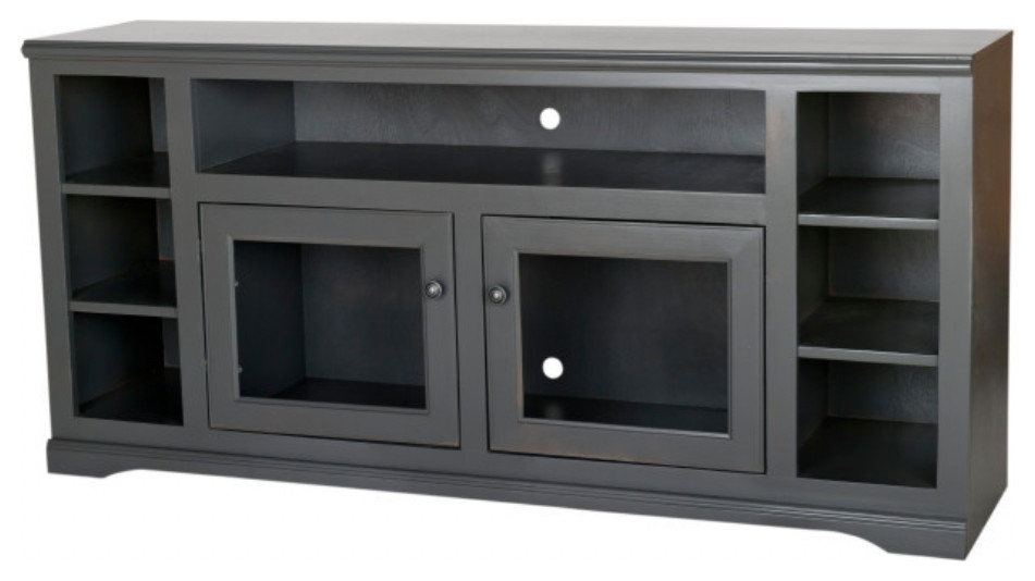 66 quotWide Entertainment Console With Shelves   Transitional   Entertainment Centers And Tv Stands   by Eagle Furniture  Houzz