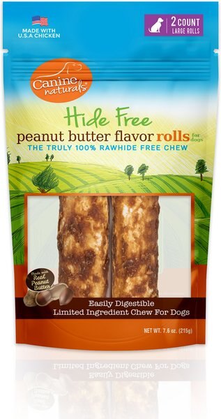 Canine Naturals Hide Free Peanut Butter Flavor Roll Dog Chew Treat， Large