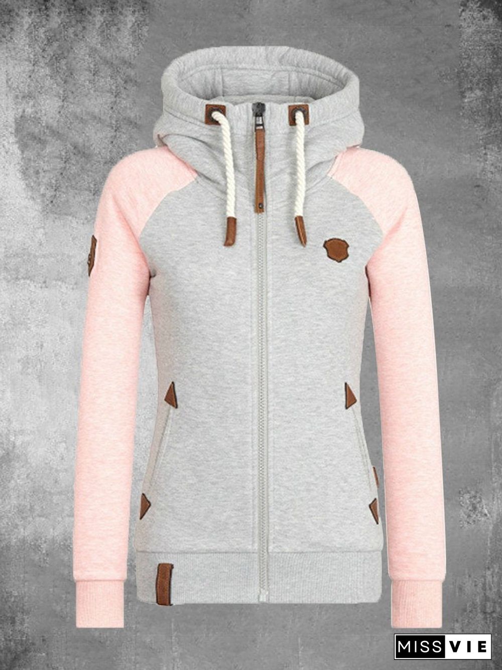 Women Color Joint Hoodie Top