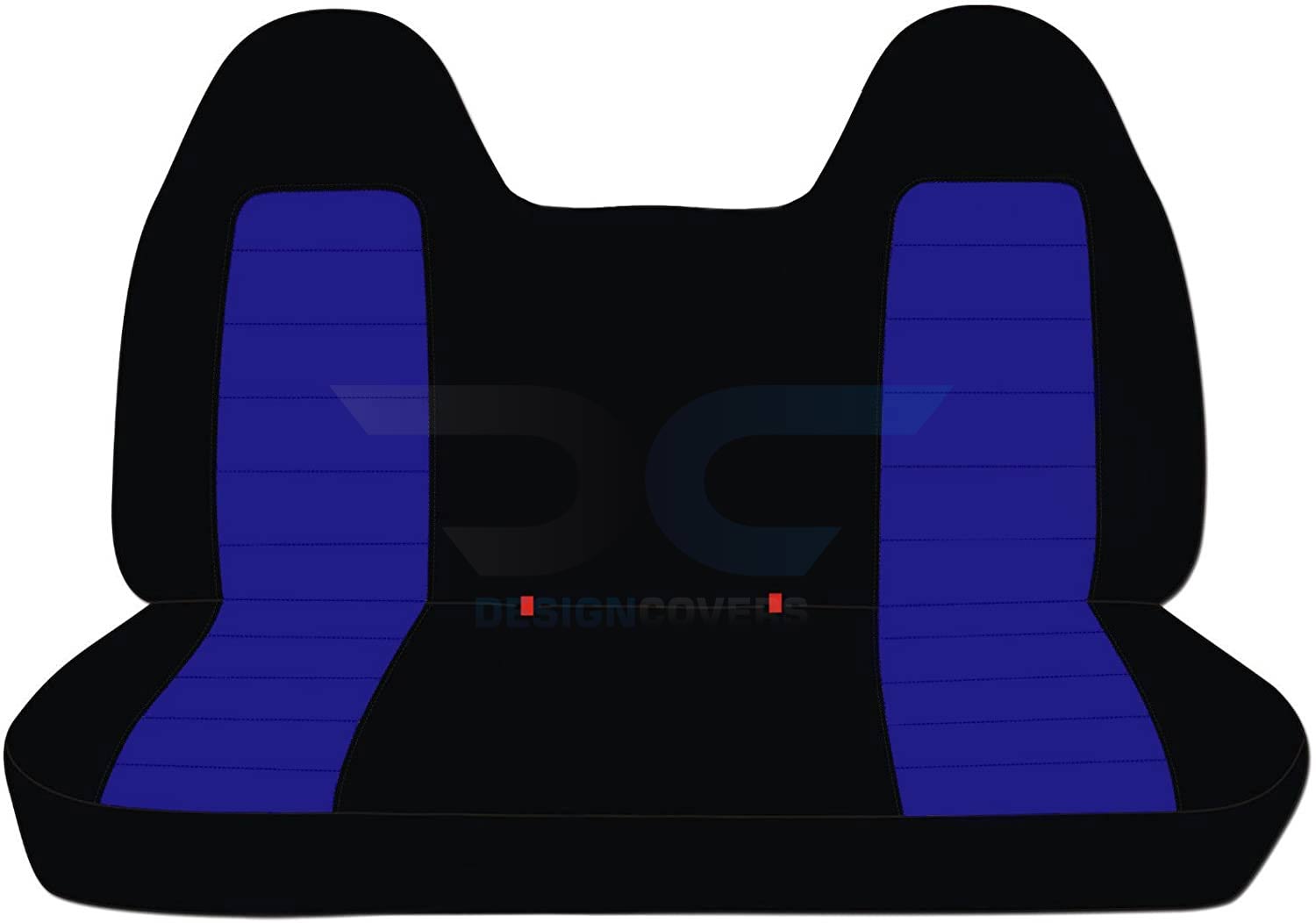 T71-Designcovers Compatible with 1999-2004 Ford F-150 Two-Tone Truck Seat Covers (Front Solid Bench) with Molded Headrests: Black and Dark Blue Velour