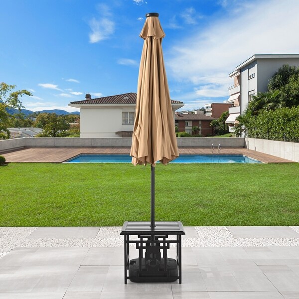 PATIO FESTIVAL Square Metal Outdoor Side Table w/ Umbrella Hole