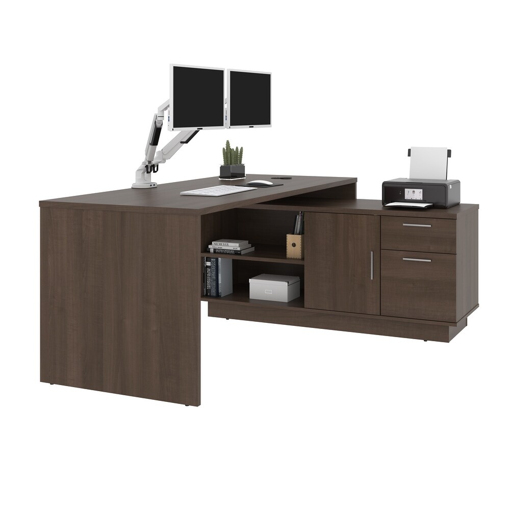 BESTAR Equinox 72W L Shaped Desk with Monitor Arms