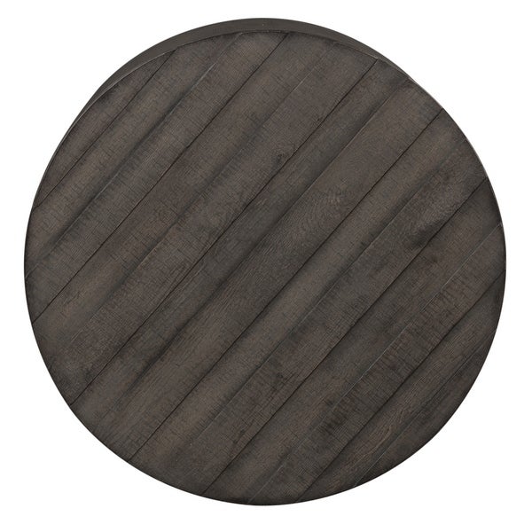 Modern Farmhouse Dusty Charcoal Distressed Drum Cocktail Table