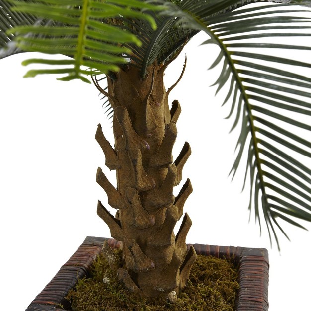 Nearly Natural 3-ft Cycas Tree In Wood Planter