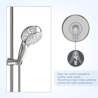 UPIKER 6-Spray Patterns with 1.8 GPM 4 in. Tub Wall Mount Single Handheld Shower Heads in Nickle (Valve Included) UP221301FN008