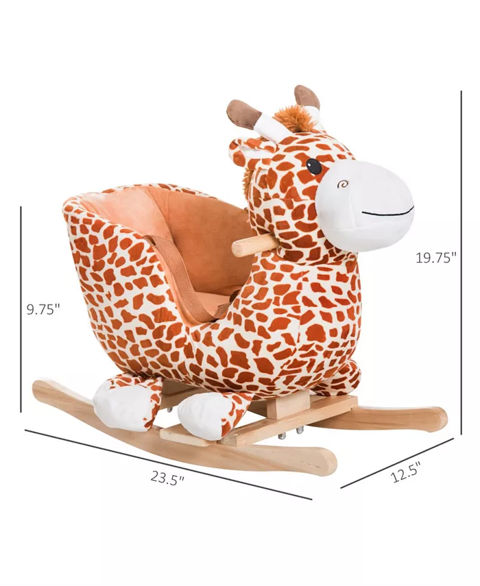 Qaba Baby Kids Toy Plush Rocking Horse Giraffe Style Rocker Rider w  Sound