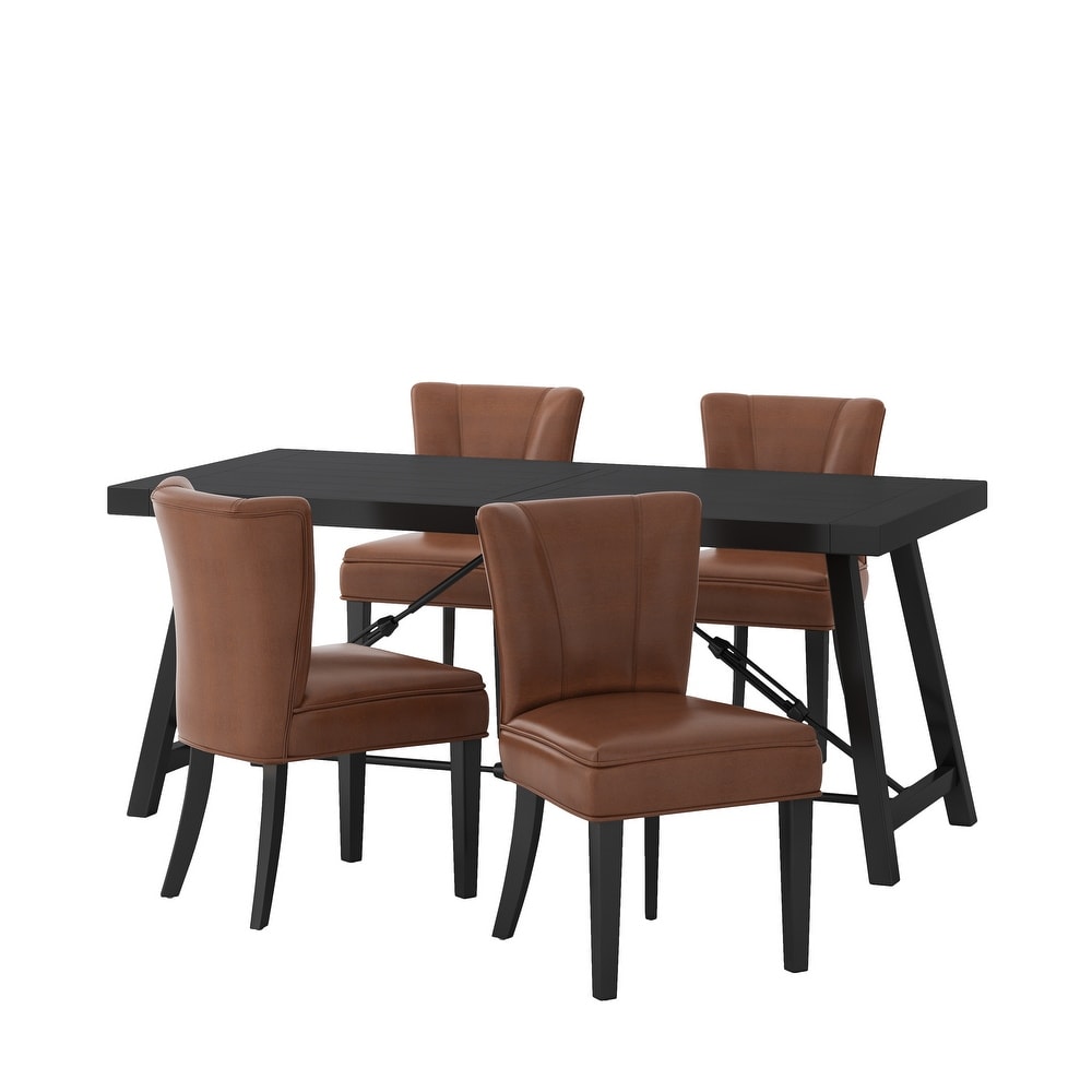 Edenbrook Faux Leather and Acacia Wood 5 Piece Dining Set by Christopher Knight Home